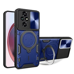 360 ° Funda de teléfono con armadura magnética de Metal giratorio para coche, funda trasera para Honor 90 50 200 X9A X9B X8B X7B X8A X8 Magic 6 5 Pro Lite