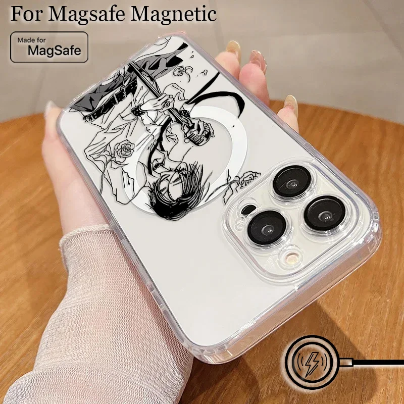 Funda de teléfono magnética Anime Nanas Osaki Line Magsafe para Samsung Galaxy S25 S24 S23 S22 S21 S20 FE Plus Ultra 5G, funda transparente de TPU - imagen 2