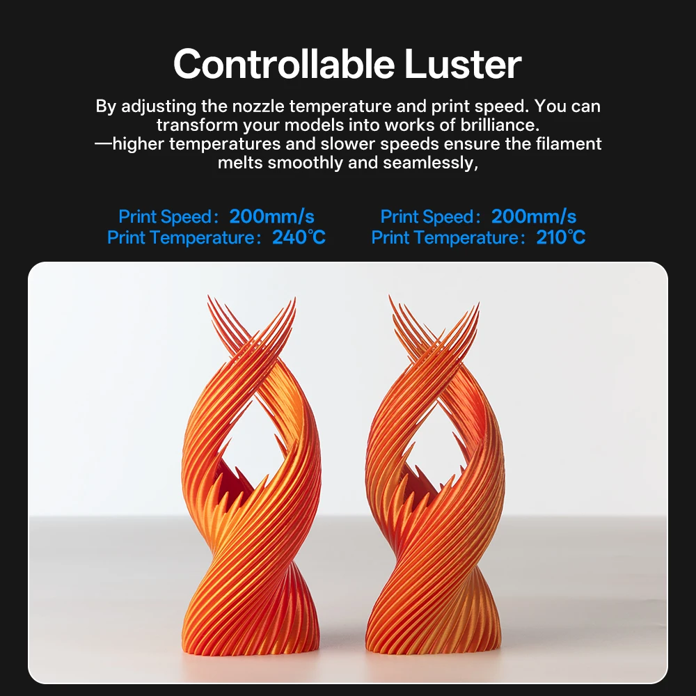 ANYCUBIC Filamento de seda de doble Color textura de seda FDM impresora 3D filamento PLA brillo Seda Multicolor brillante Material de impresión 3D - imagen 4