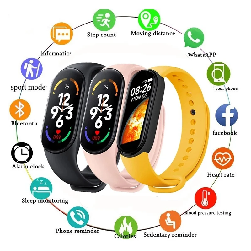 Montre intelligente Smartband fréquence cardiaque Smartwatch M7 Fitness Tracker pression artérielle Sport Bracelet pour Mi Band 7 hommes femmes - imagen 5