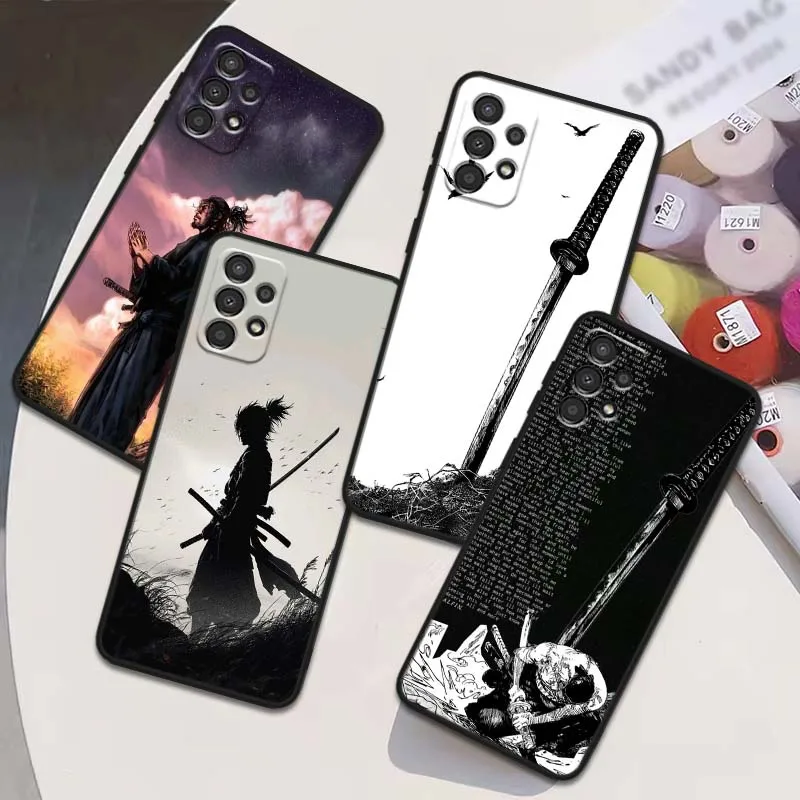 Vagabond Samurai para Samsung Galaxy A54 A55 A56 A70 A71 A72 A73 J4 J6 M02 M11 M12 5G funda negra para teléfono
