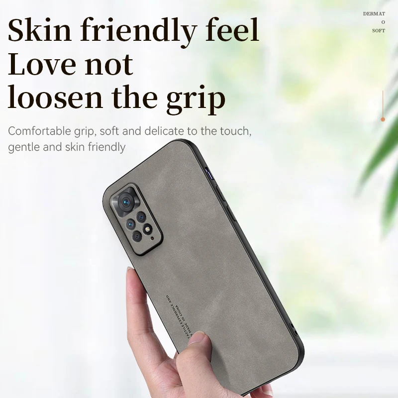 Funda de silicona con textura de cuero de lujo para Xiaomi Redmi Note 11, 11S, 10, 10S, 9, 8, 7, 5 Pro, 4G, 5G, cubierta trasera de piel de oveja - imagen 5