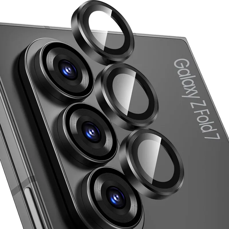 Protector de lente de cámara de anillo Individual de Metal para Samsung Galaxy Z Fold 7 6 5 4 ZFold Fold7 Fold6 película de vidrio templado cubierta completa