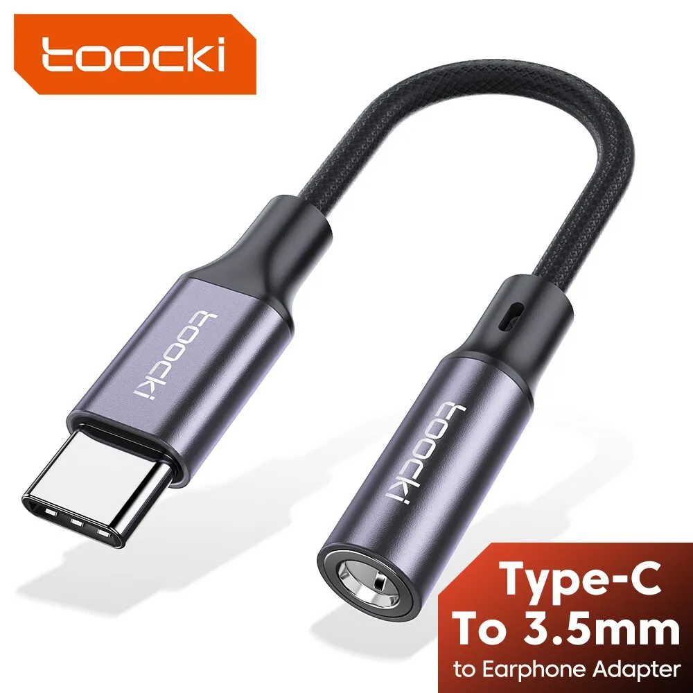 Toocki USB tipo C 3,5 conector adaptador de auriculares USB C a 3,5mm cable de audio AUX para Huawei P30 Xiaomi Mi 10 9 Es
