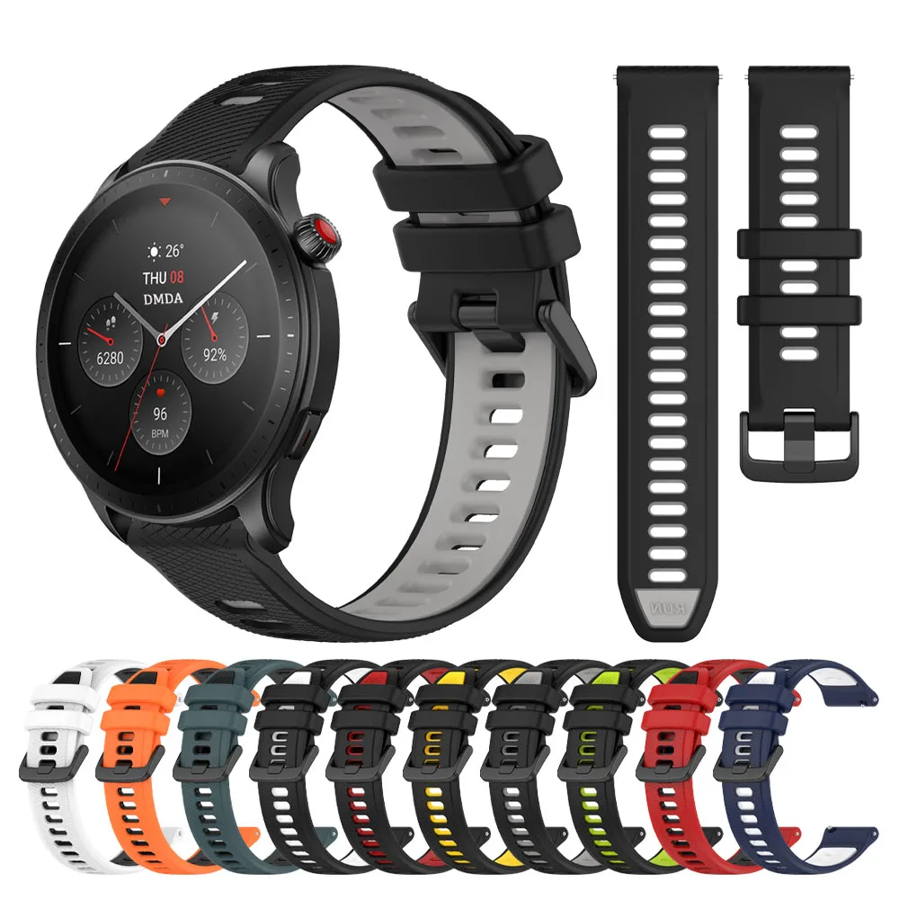 Correa de silicona de 20mm y 22mm para Amazfit GTR 4, 3, 2, 2e, correa de reloj de 47mm para Amazfit GTS 4 2 mini/BALANCE 2/Bip 6/pulsera deportiva activa