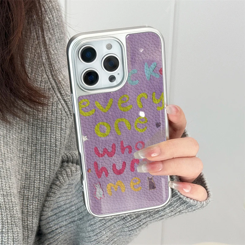 Funda de teléfono con textura de cuero y texto ins para iPhone11/12/13/14/15/16/27 Pro Max AIR PLUS - imagen 3