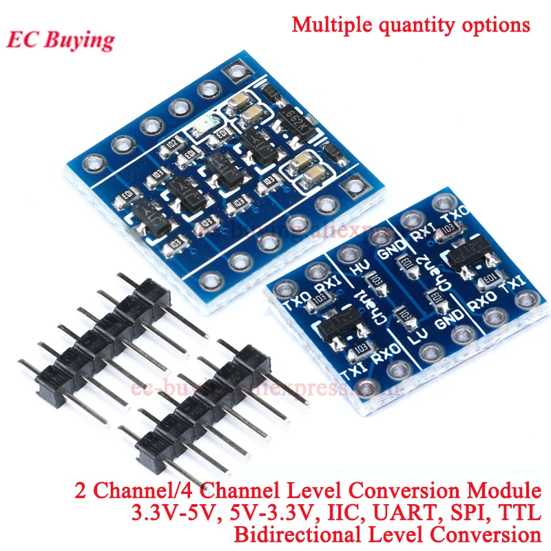 1-20 piezas 2 4 canales IIC I2C convertidor de nivel lógico 5V a 3,3 V módulo de placa de conversión bidireccional UART SPI TTL para Arduino