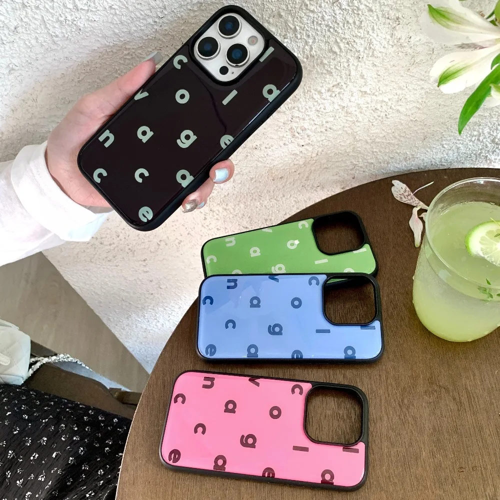 Funda de teléfono coreana INS Color puro simplicidad letras en inglés a prueba de golpes para iPhone17 16 15 14 13 Pro Max funda trasera para teléfono Capa - imagen 2