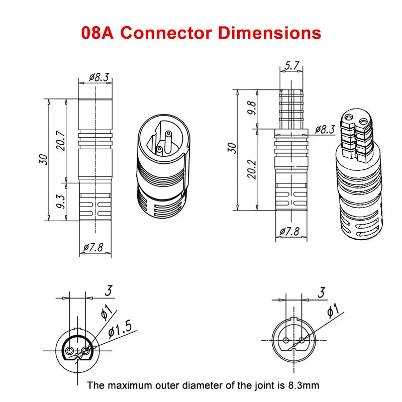 08A Super Mini conector rápido 2 pines 0,3/0,5 cuadrado 1M 3M enchufe de aviación macho-hembra a tope impermeable energía Industrial LED para exteriores - imagen 3