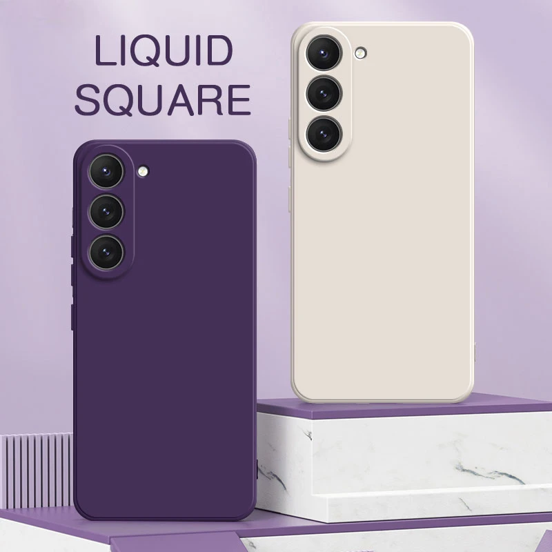 Fundas de teléfono de silicona líquida para Samsung Galaxy S23 Plus Ultra FE, fundas suaves a prueba de golpes SamsungS23 S23FE S23Plus S23Ultra