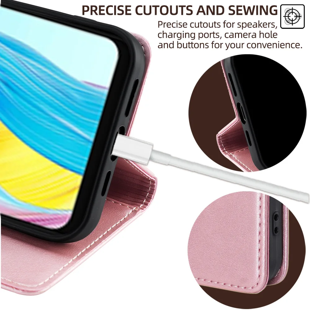 Funda de cuero para teléfono SAMSUNG Galaxy J3 J7 J5 2017 2018, funda tipo billetera A7 2016 2017 A8 2018 J4, funda con tapa y ranuras para tarjetas - imagen 5