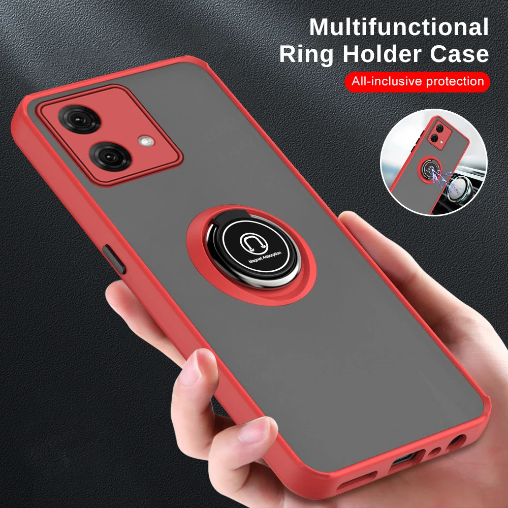 Funda rígida de PC a prueba de golpes para Motorola Moto G84 5G, carcasa de armadura Mate, Funda protectora de anillo con soporte magnético para Moto Rola G 84 84G MotoG84 5G