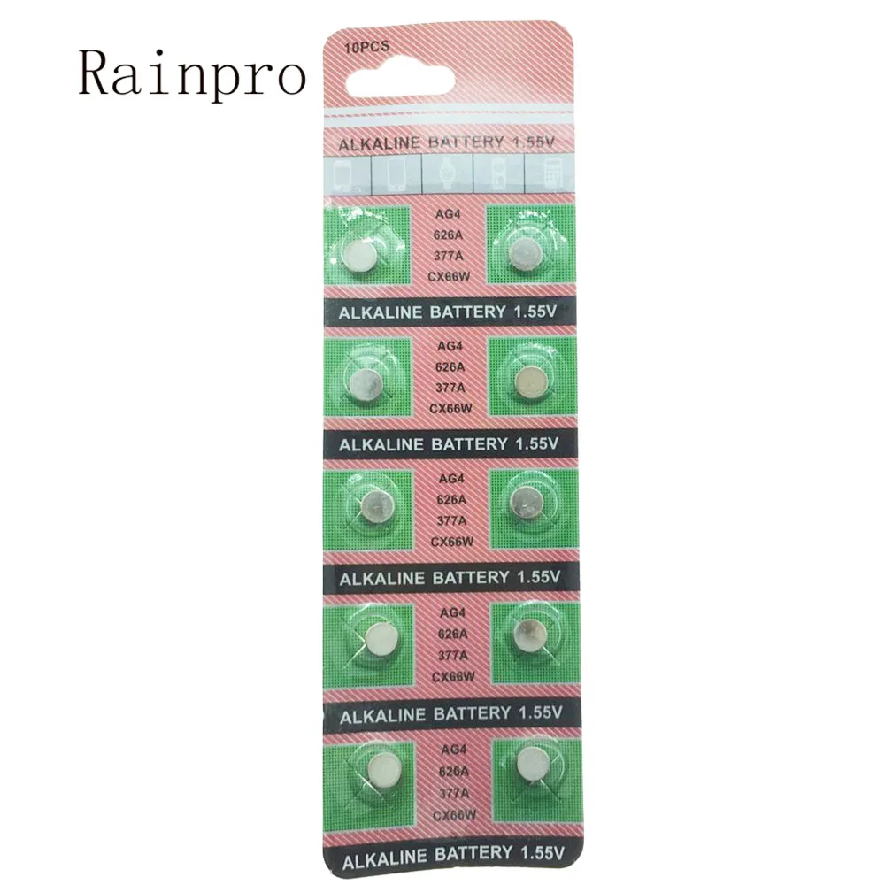 Pilas alcalinas de botón para reloj, pilas para calculadora, AG4, LR626, 377A, 377 V, 1,5mm x 6,8mm, lote de 10 unidades
