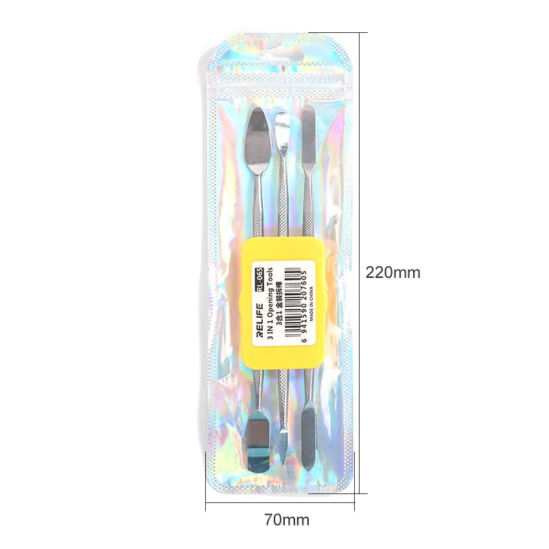 RELIFE RL-065 herramienta de apertura de Metal 3 en 1 para teléfono móvil, tableta, portátil, herramienta de desmontaje antioxidante Universal de doble cabezal - imagen 5
