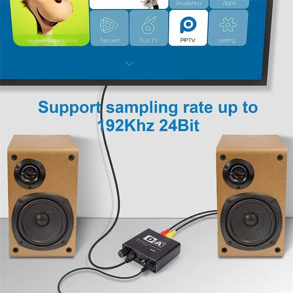Decodificador convertidor de Audio Digital a analógico HIFI 32-192KHz DAC Amp 3,5mm AUX 2RCA amplificador Audio Toslink salida Coaxial óptica - imagen 5