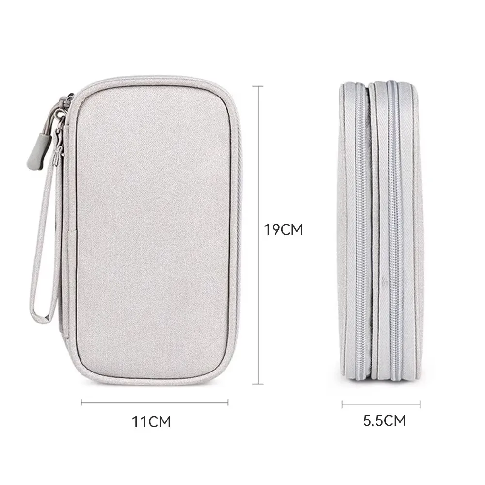 Bolsa de almacenamiento de productos digitales portátil de viaje, organizador de cables de datos USB, caja del Tesoro de carga para auriculares, color rosa/gris/negro/azul marino - imagen 4