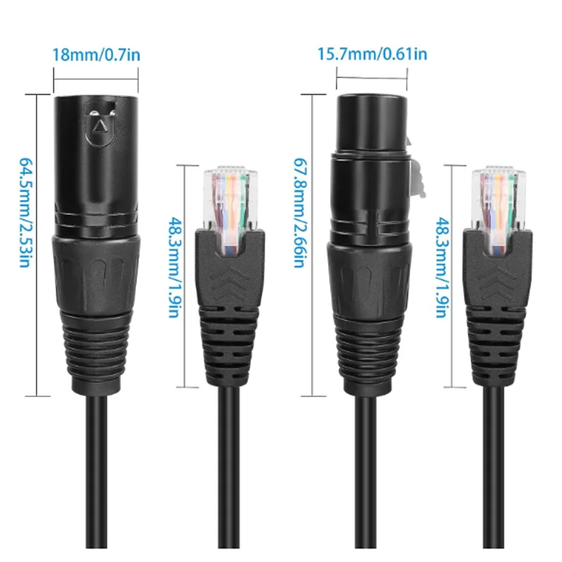 XLR 3 pines macho a RJ45 hembra interfaz de red de Audio hembra a XLR 3 pines hembra sistemas de señal de Audio y Cable corto de Radio - imagen 4