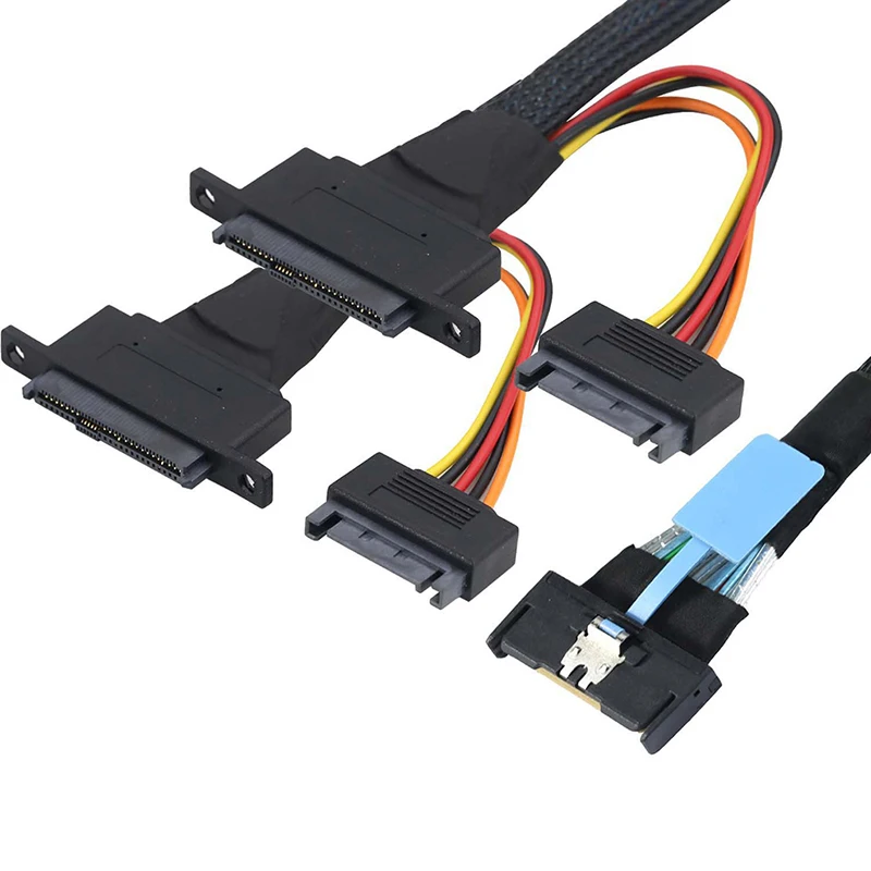PCI-E Slimline 5.0 MCIO 8i 74 pines a 2X SFF-8639 + cable de alimentación SATA 15P con orificios para tornillos - imagen 4