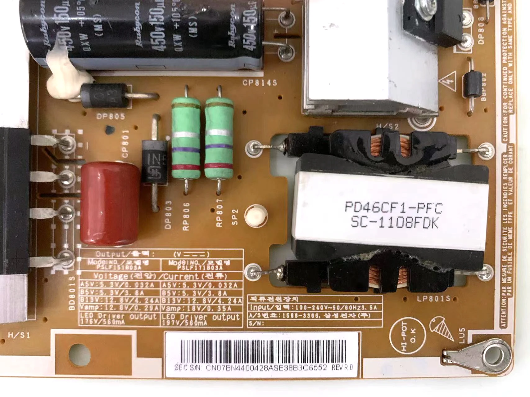 BN44-00428A = BN44-00428B PD55B2_BSM La placa de alimentación es para TV Samsung UE55D8000YQ UN55D7000LF UA55D8000YJ UA55D7000LJ UA55D6400UJ - imagen 3