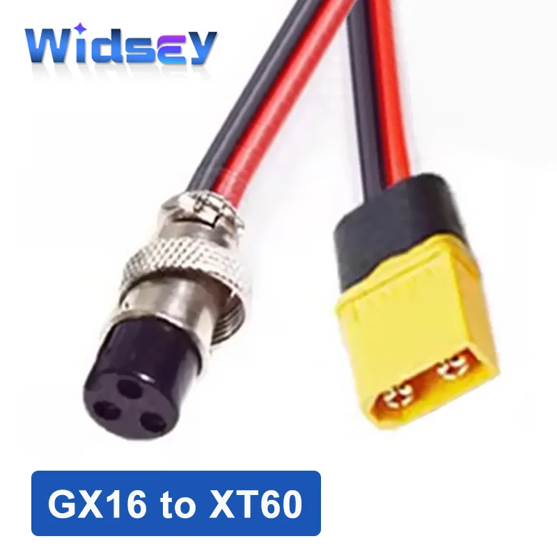 2 pines 3 pines XT60 a GX16 enchufe de aviación Cable de alimentación macho a hembra 12AWG Cable de salida de energía de carga de batería de vehículo eléctrico 0,3-3M