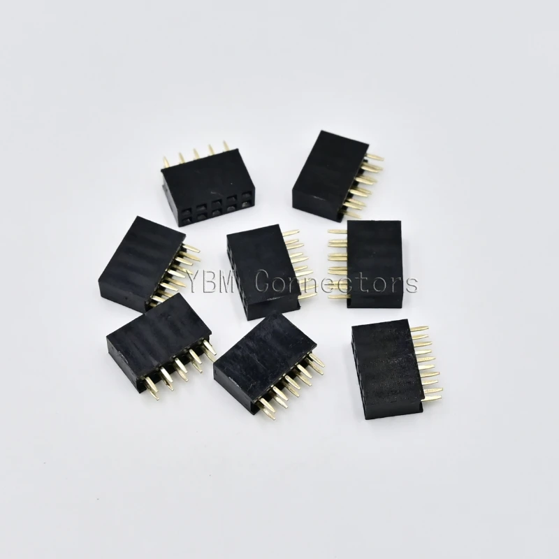 Conector de tira PCB de aguja recta de doble fila, 10 piezas, 2,54mm, 2x2/3/4/5/6/8/10/12/13/15/20/40 Pines, cabezal hembra 2,54 - imagen 4