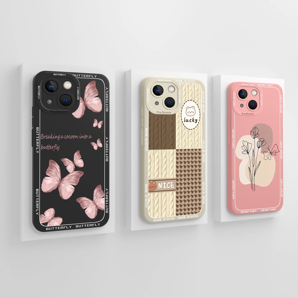 Funda de teléfono para iPhone 14 Pro Max Plus bonita funda trasera de silicona con protección de flores para iPhone14 14ProMax 14Plus Fundas Coque - imagen 5