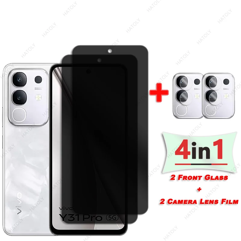 Protector de pantalla de privacidad para vivo Y31 Pro, cristal para vivo Y31 Pro 5G, Protector de lente de cámara de vidrio antiespía, vidrio antideslumbrante - imagen 2