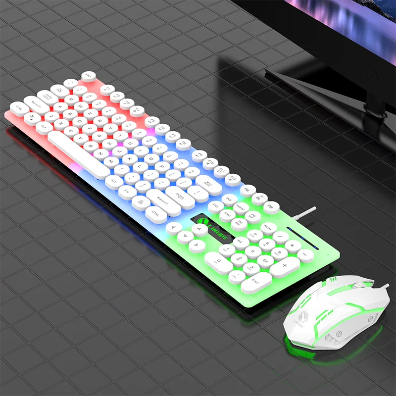 Iluminación USB con cable teclado de escritorio para ordenador portátil teclado luminoso juego de ratón de oficina teclado ratón - imagen 3