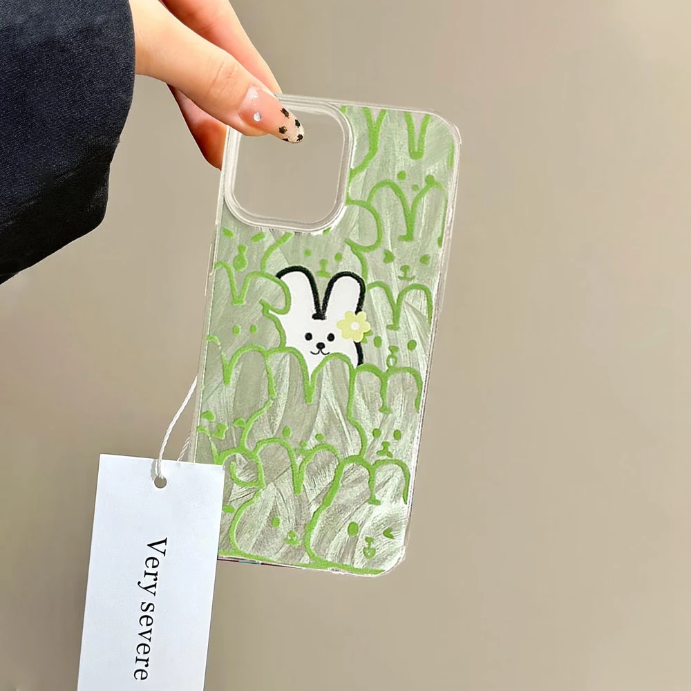 Fundas de teléfono de conejo de líneas múltiples, color verde, para Honor 400 200 Magic 7 Lite 200 Pro X9a X9c X8b X8a, funda de silicona para parejas - imagen 5