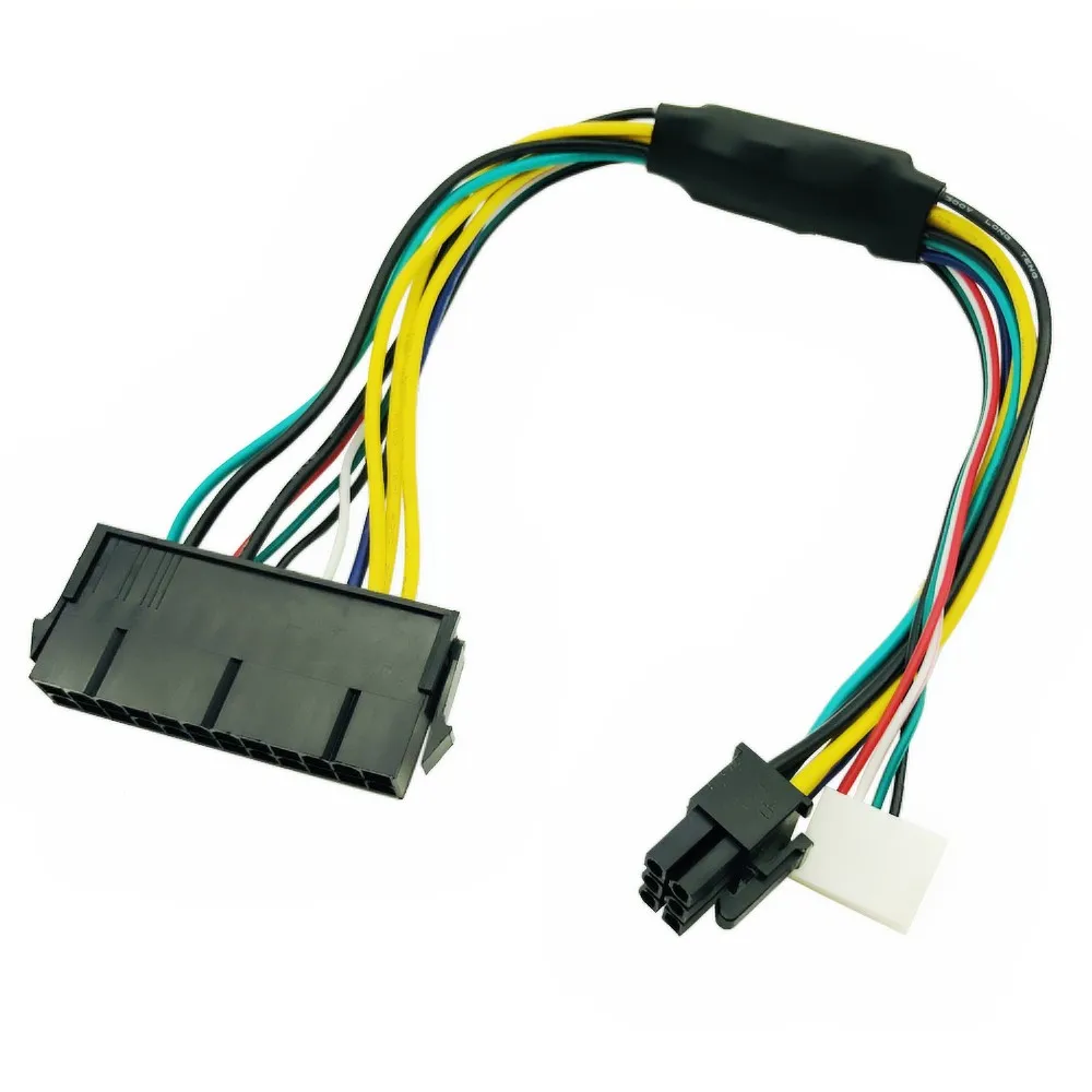 Adaptador de 2 piezas ATX de 24 pines a placa base, Cable de fuente de alimentación PSU de 2 puertos y 6 pines para estación de trabajo de servidor HP Z220 Z230 SFF, 30cm