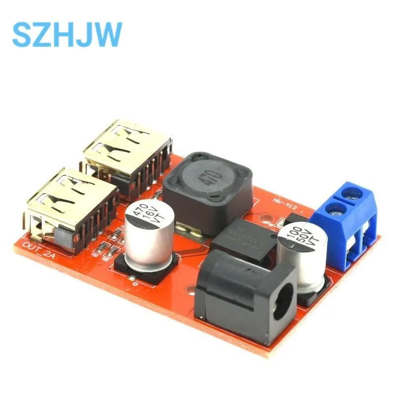 Placa Convertidora de energía Solar para coche, módulo de fuente de alimentación de 9V, 12V, 24V, 36V a 5V, 3A, con USB Dual DC-DC, LM2596, LM2596S