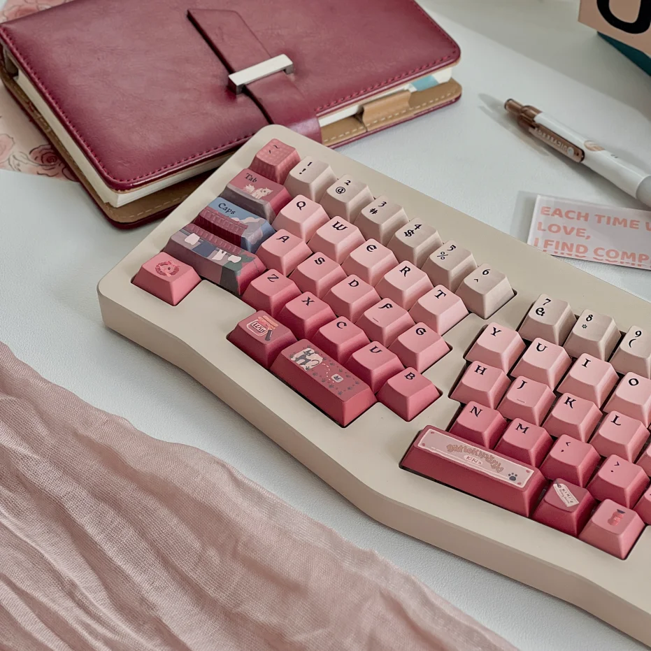 Kiki-teclas de bruja pequeña con gradiente de cereza, Pbt, estilo mágico de fantasía, gamba, rosa, rojo, textura Retro, Rosa degradado - imagen 4