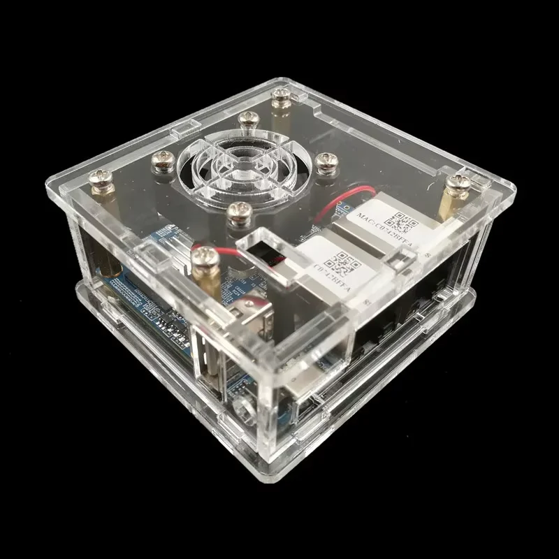 Funda acrílica para placa de desarrollo Orange Pi R1 Plus Lts aplicable a la placa base Orange PI RK3328 con disipador de calor del ventilador - imagen 4