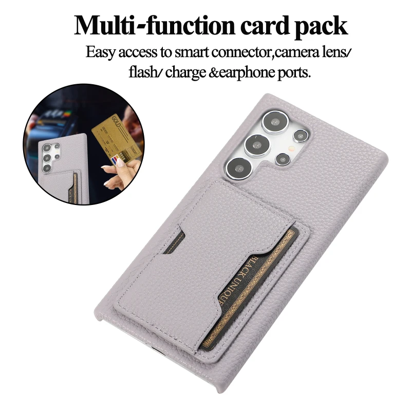 Funda de lujo de Color sólido para teléfono Samsung S25 Ultra Edge S23 S22 S24 Ultra Plus con ranura para tarjeta tipo billetera izquierda y derecha