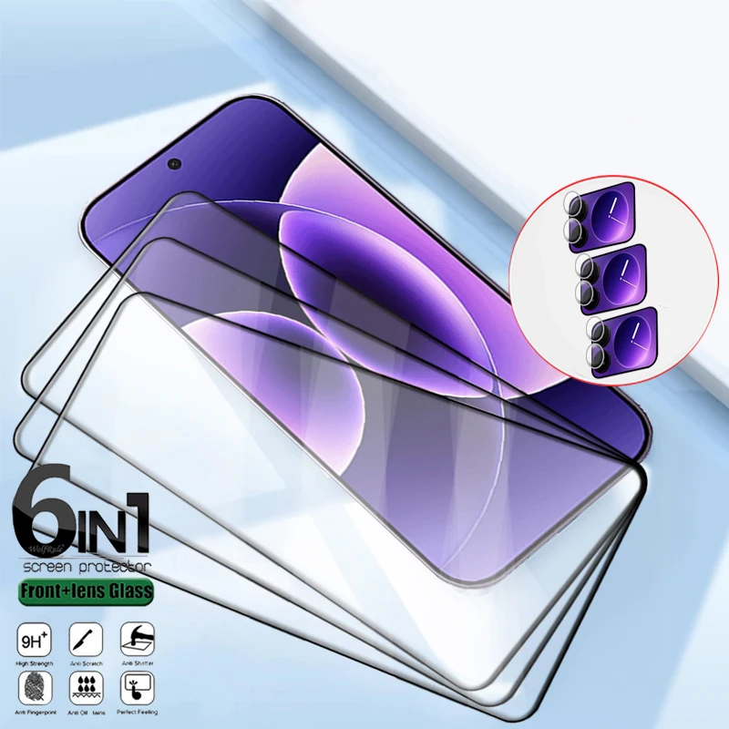 6 en 1 para Xiaomi 17 Pro vidrio Xiaomi Mi 17 Pro Max vidrio templado cubierta completa pegamento 9H Protector de pantalla Xiaomi Mi 17 lente de vidrio - imagen 2