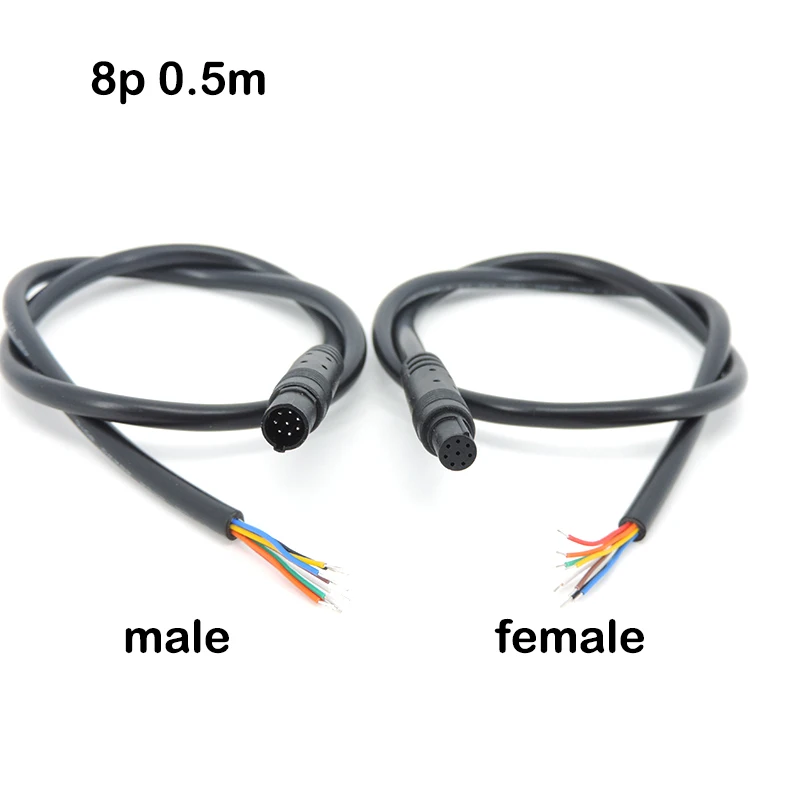 0.5m 1m 2m 8 pin core Male to Female Cord Car Rear View vehicle DVR Camera Reverse connector extend Cable cord HD Monitor Wire - imagen 4