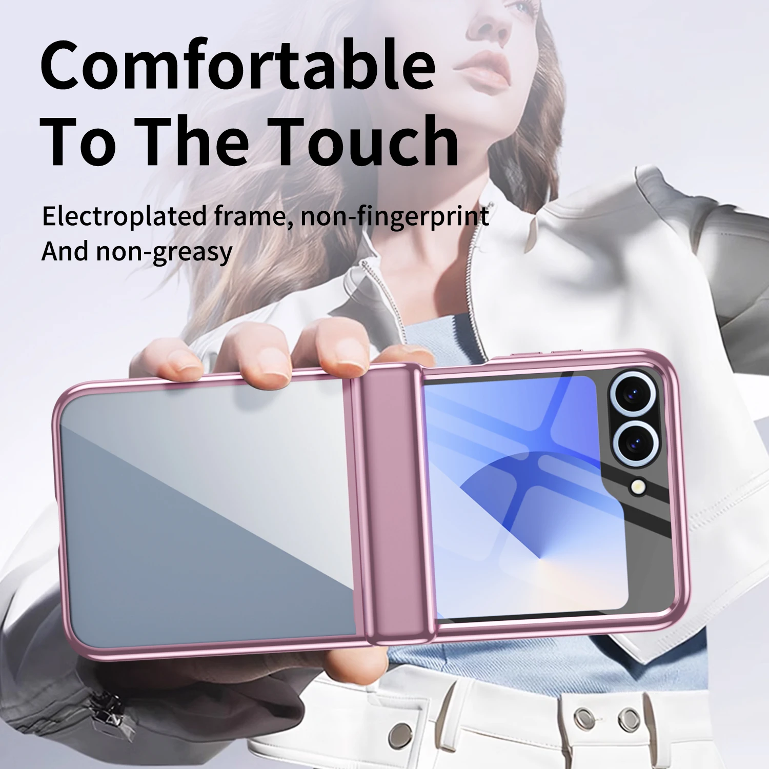 Funda de teléfono transparente con bisagra chapada de lujo para Samsung Galaxy Z Flip 6 5 4 3 5G, funda trasera transparente a prueba de golpes para Galaxy Z Flip 6 - imagen 4