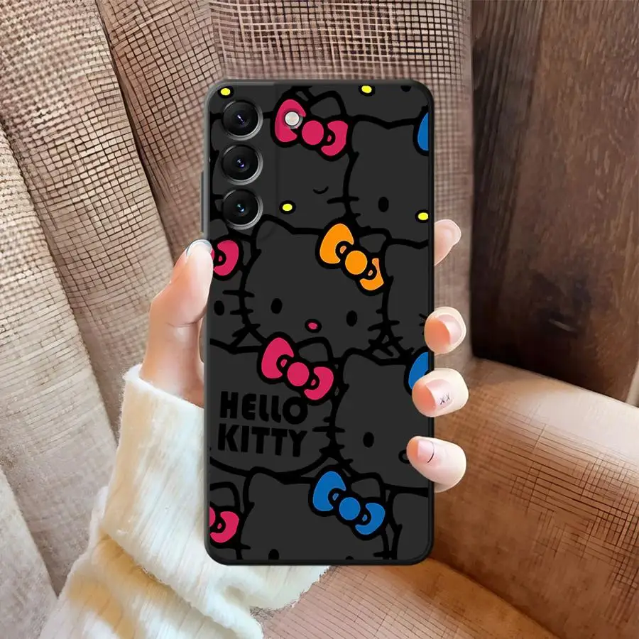 Funda de teléfono suave negra con diseño de gato rosa para Samsung Galaxy A23 A53 A36 A25 A71 A51 A73 A35 A32 A24 A55 A22 A52 A26 A72 A41 - imagen 2