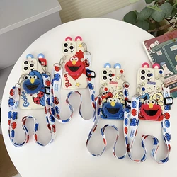 Para Vivo Y15s Y17s Y15A Y76 Y35 Y22 Y16 Y02s Y78 Y27 V25 V25Pro V27 Y28 Y38 V30E orejas ELMO funda con cuerda de soporte