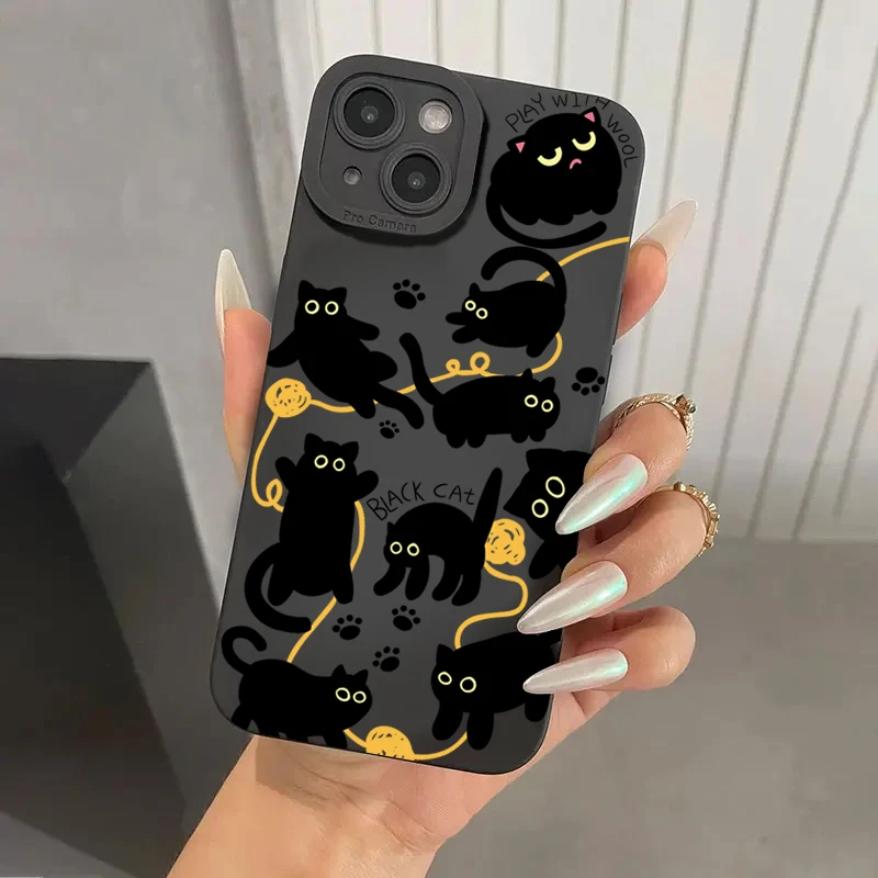 Black Cat Case For Samsung Galaxy S25 Ultra Samsung A16 A55 A54 S22 S23 Plus A52 S24 FE A54 A52 A35 A33 A34 A14 A15 A324G Covers - imagen 2