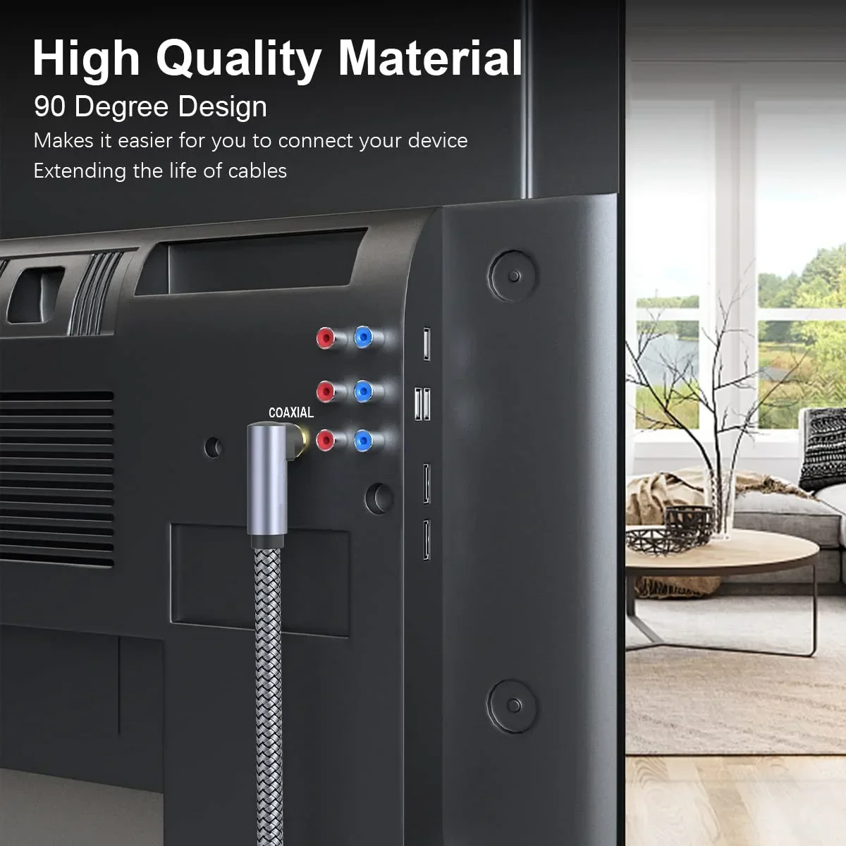 Cable de Audio HIFI chapado en oro de 90 grados, amplificador Coaxial Digital RCA a RCA macho, Cable SPDIF para cine en casa, accesorios HDTV - imagen 5