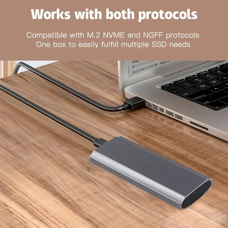 Caja de SSD M2 NVMe, caja de HDD tipo C, caja libre de herramientas SATA m-key b-key, 10gbps, USB3.1 - imagen 2