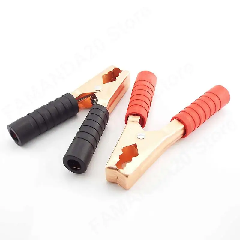 Abrazaderas de batería de cocodrilo para coche, color rojo y negro, 200A, Clip de cocodrilo, conector de clavija de alimentación, 14cm m20