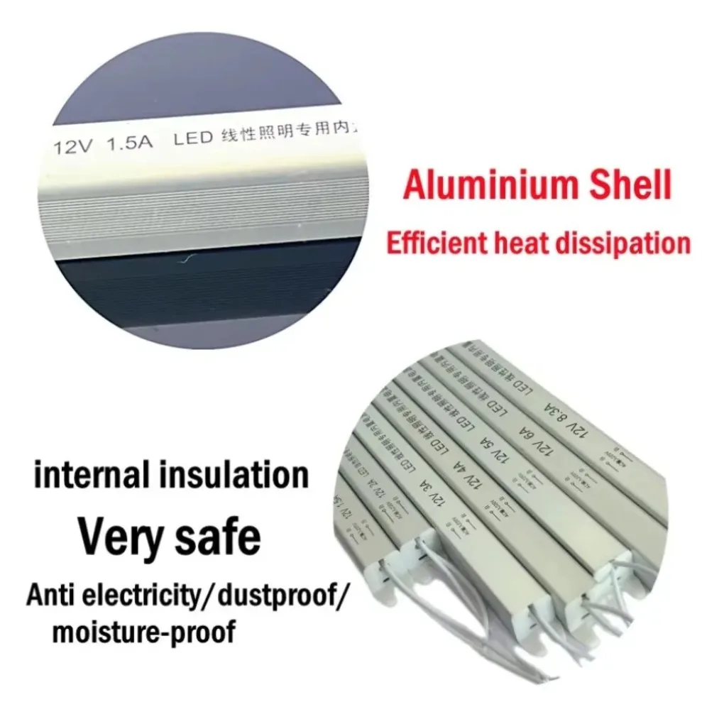 Fuente de alimentación del controlador LED de potencia de conmutación ultrafina AC220V a DC12V 24V transformador de iluminación de tira LED 24W 36W 48W 60W 72W 100W - imagen 5