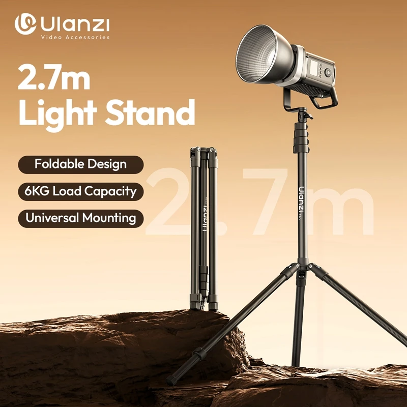 Ulanzi T270 soporte de luz de 2,7 M trípode plegable de carga de 6 KG con soporte Universal para fotografía luces de vídeo cámaras Vlog en vivo - imagen 2
