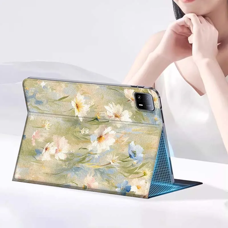 Pintura artística flores conejo para Xiaomi Redmi Mi Pad 2 4 5 6 6s 7 8 11 12,5 12,4 11,2 8,7 SE Pro Plus Max funda para tableta - imagen 5
