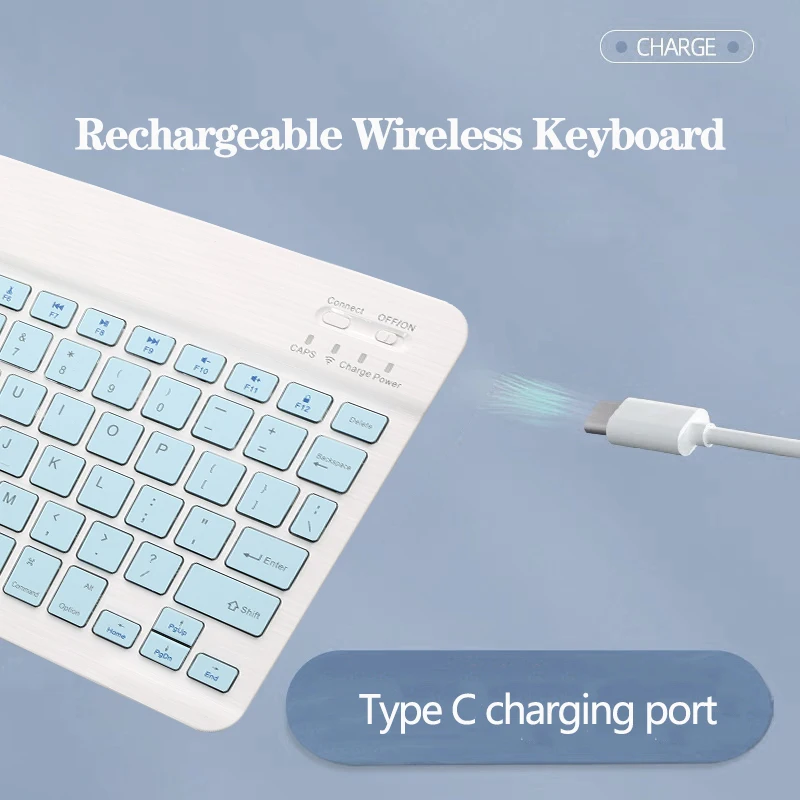 Teclado y ratón compatibles con Bluetooth para iPad, Xiaomi, tableta, Mini teclado inalámbrico recargable para Android, IOS y Windows - imagen 5