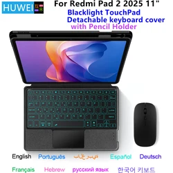 Huwei Funda Teclado para Xiaomi Redmi Pad 2 de 11″ con Portalápiz