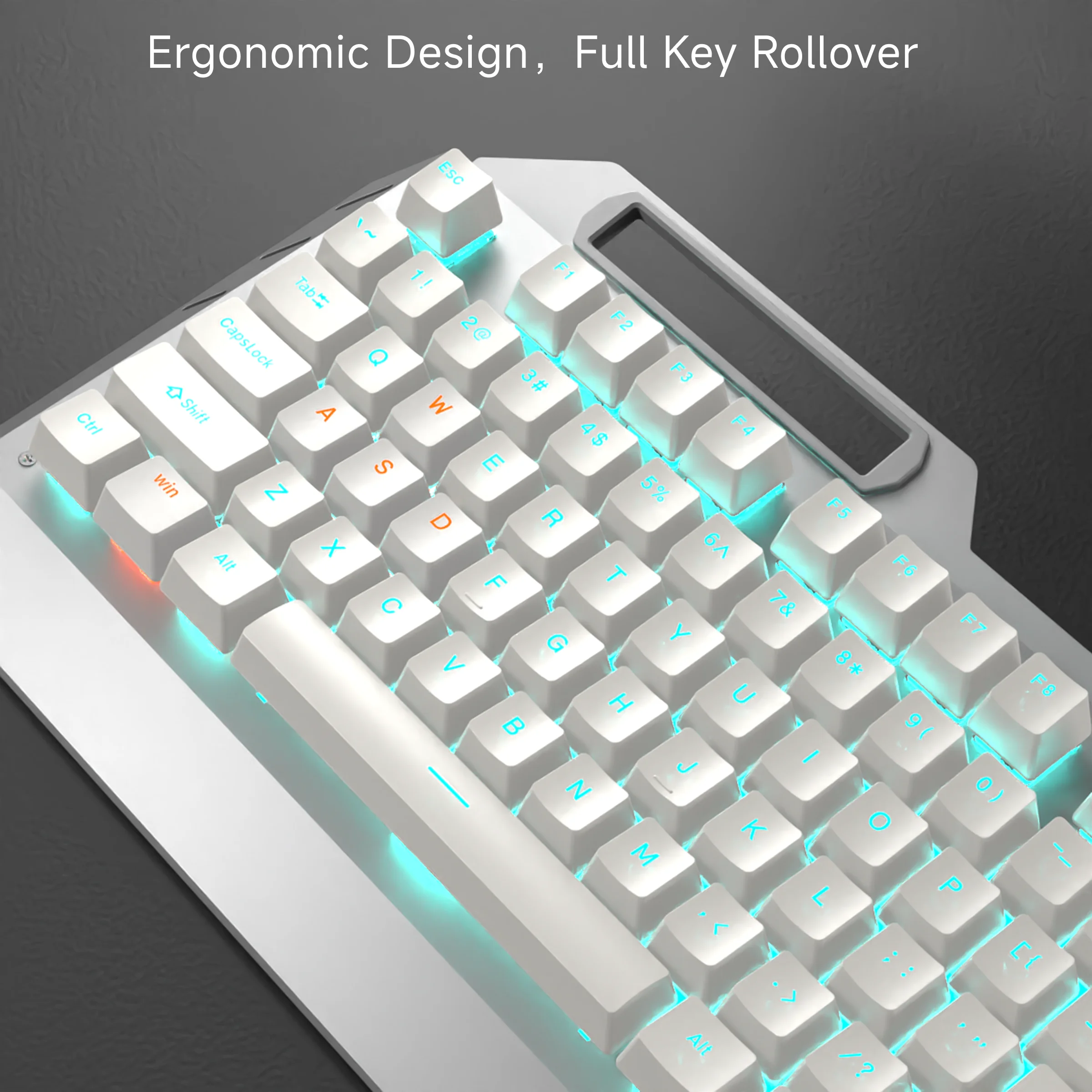 EWEADN Teclado mecánico para juegos con cable, interruptor azul con perilla, 104 teclas, ergonómico, duradero, para juegos/juegos, ordenadores portátiles/unidad, deportes electrónicos/juegos - imagen 3