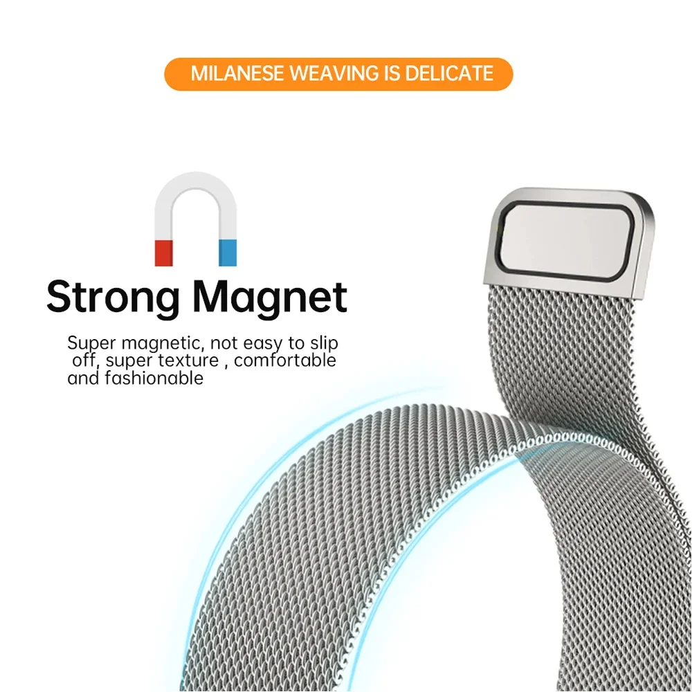 Correa de acero inoxidable para reloj inteligente, pulsera magnética Milanese Loop para Samsung Galaxy Fit 3 - imagen 4